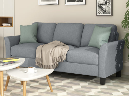 3-Seat Linen Fabric Sofa (Gray)