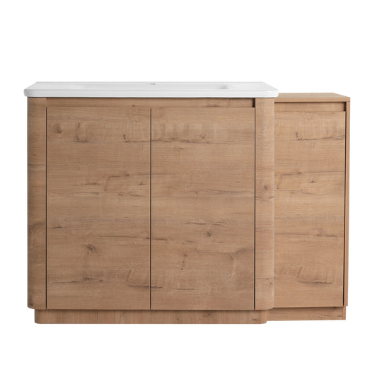 Freestanding Bathroom Vanity With Sink, 1 Small Storage Cabinet, Soft Close Door
