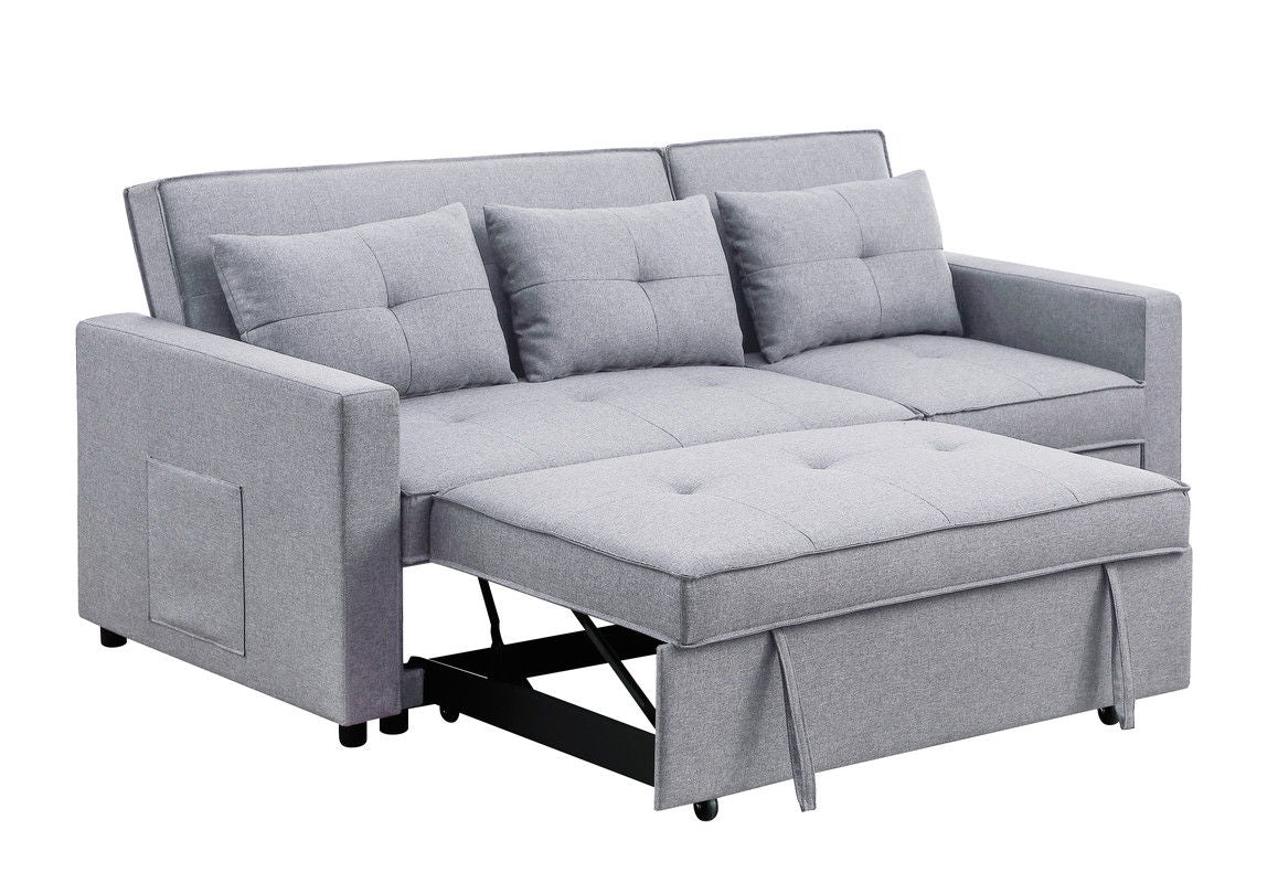 Zoey - Linen Convertible Sleeper Sofa With Side Pocket