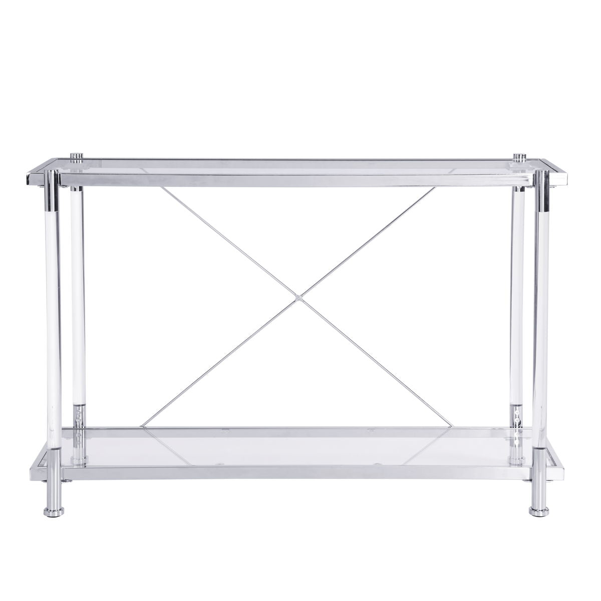 Chrome Glass Sofa Table, Acrylic Side Table, Console Table For Living Room & Bedroom - Chrome