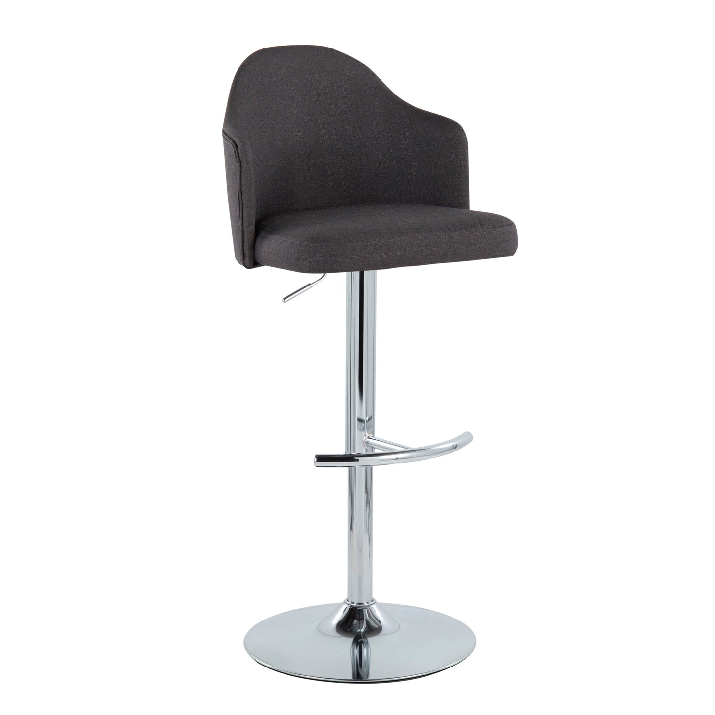 Ahoy - Contemporary Adjustable Barstool With Swivel With Rounded T Footrest (Set of 2)