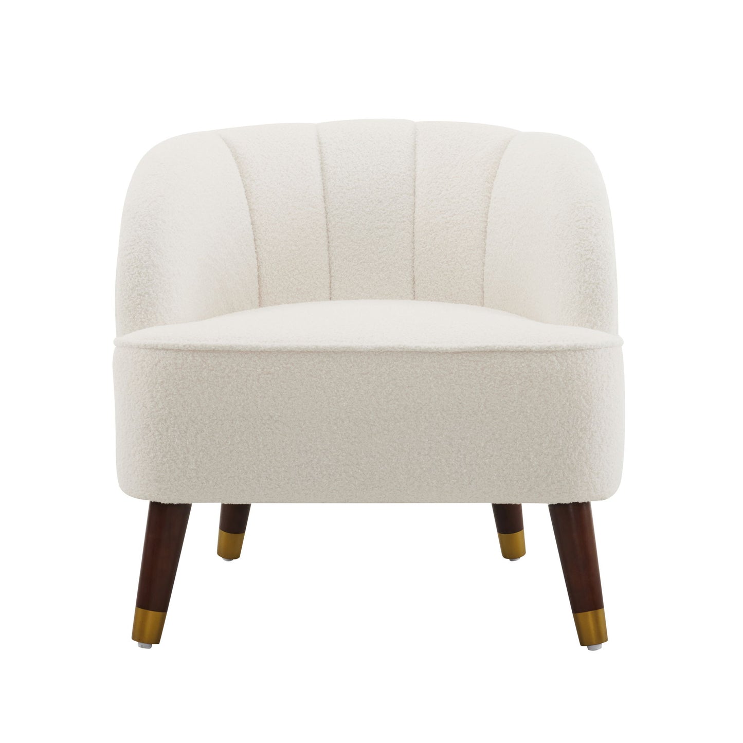 Elegant Upholstered Barrel Accent Chair With Wooden Legs