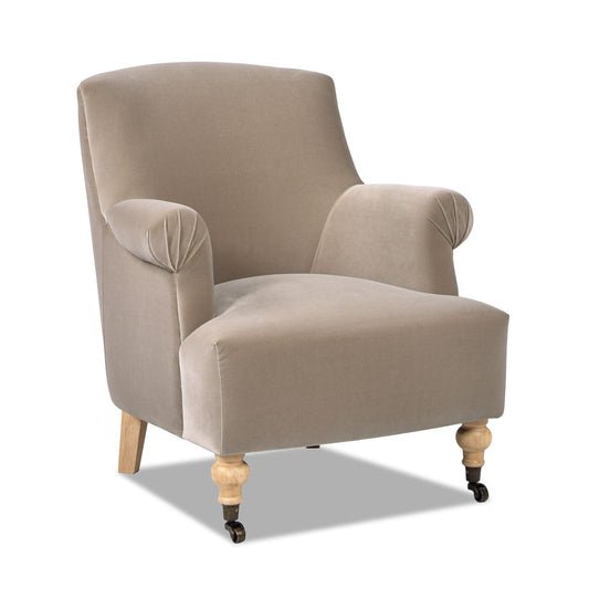 Eloise - Pleated Sock Arm Accent Armchair - Mink Beige