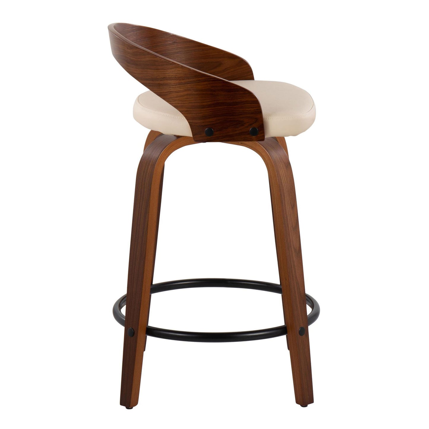 Grotto - Mid-Century Modern Fixed Height Counter Stool & Swivel With Round Footrest (Set of 2)