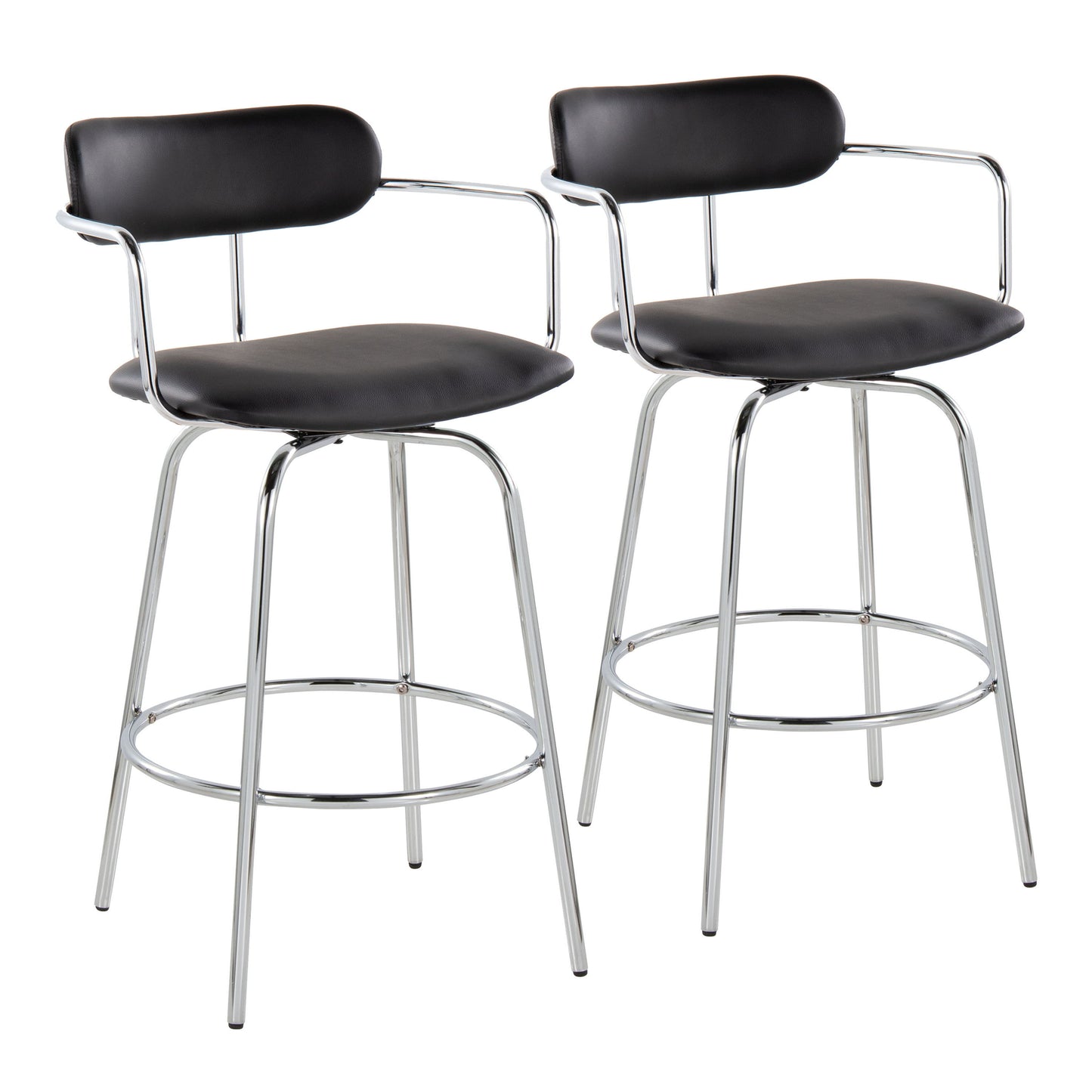 Demi - Contemporary Fixed Height Counter Stool With Swivel With Round Footrest (Set of 2)