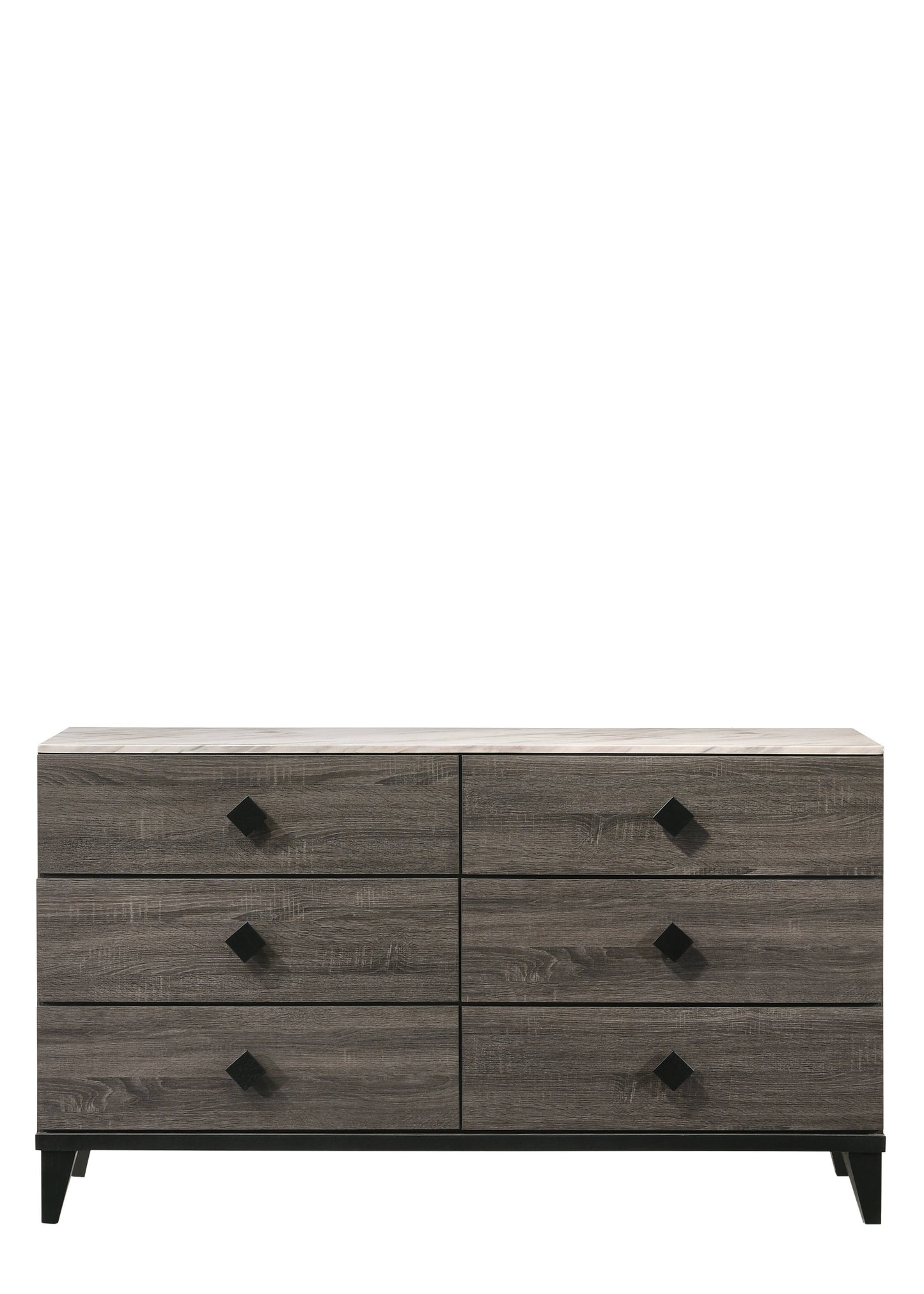 Avantika - Faux Marble Top Rustic Dresser - Gray / Marble / Oak