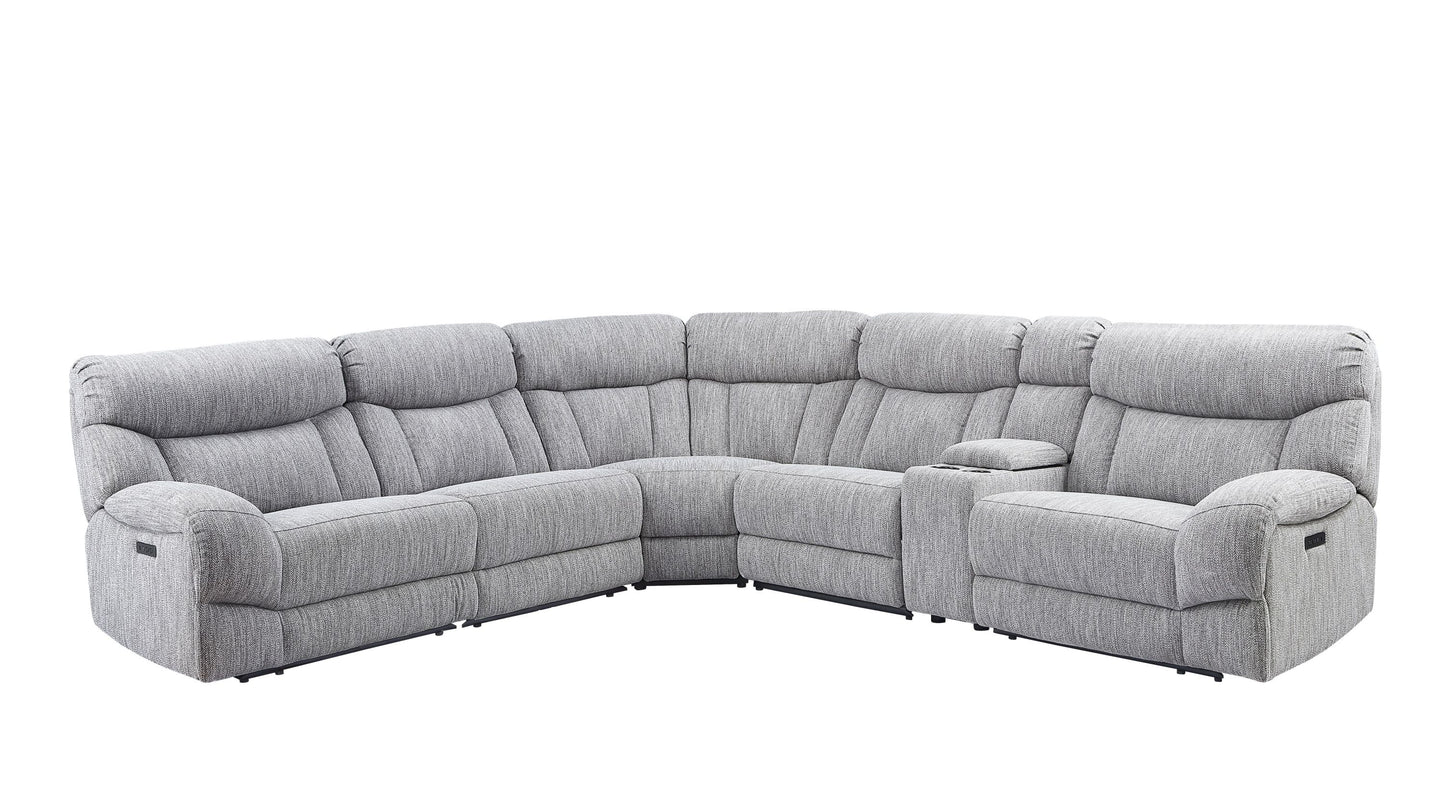 Steve Silver Park City - 5 Seat Power Reclining Sectional - Pearl Silver