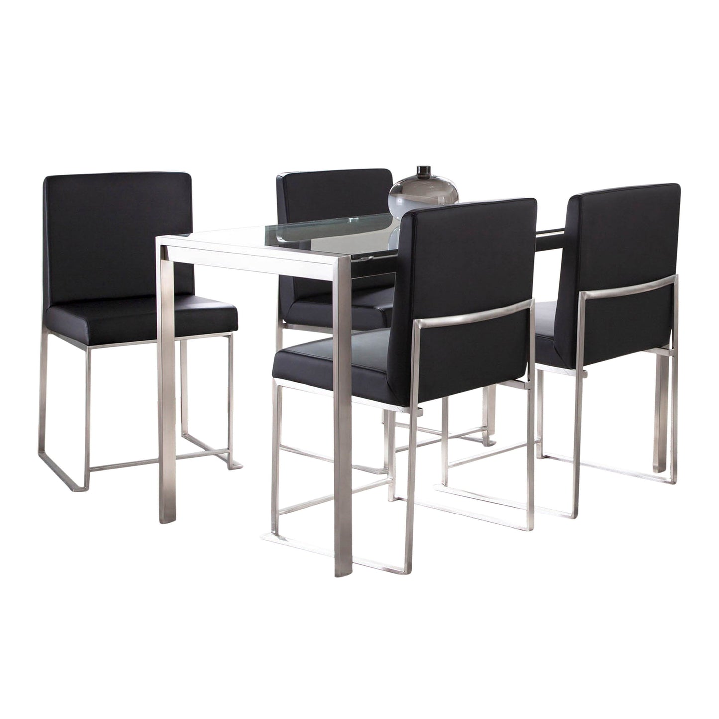 Fuji - High Back Contemporary Dining Set, Glass 5 Piece