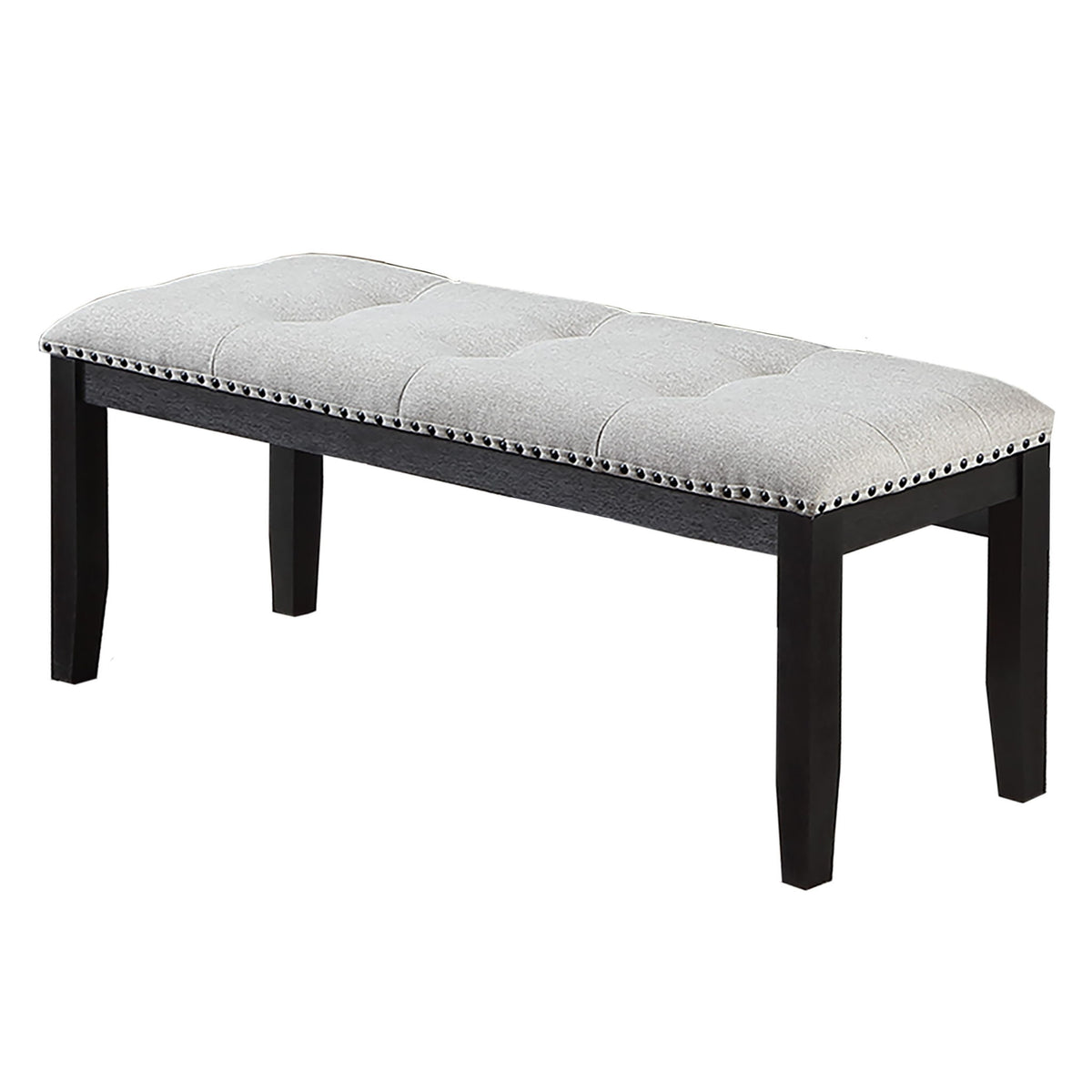 Upholstered Dining Bench With Tufted Seat And Nailhead Trim - Antique Black