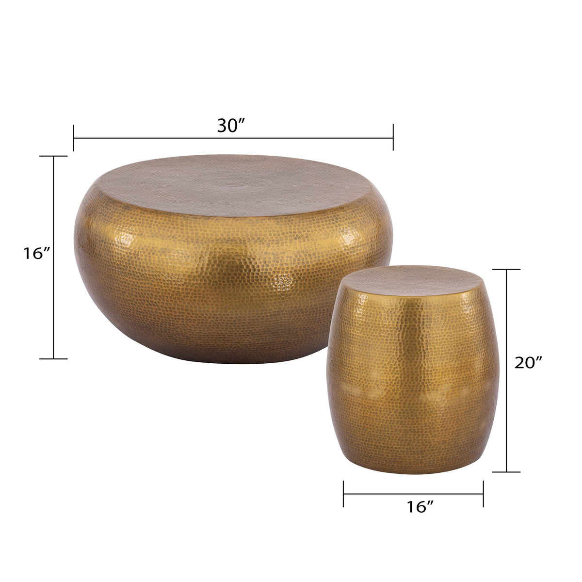2 Piece Coffee And End Table Set, Oval Design - Gold