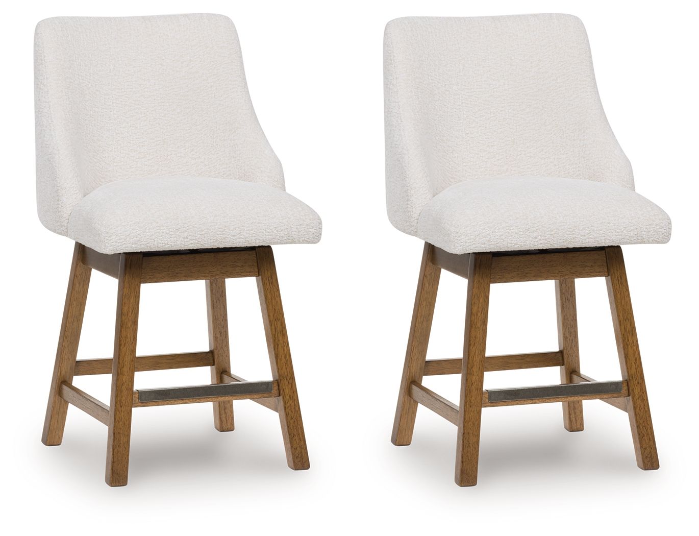 Cabalynn - Upholstered Swivel Barstool (Set of 2) - Oatmeal / Light Brown
