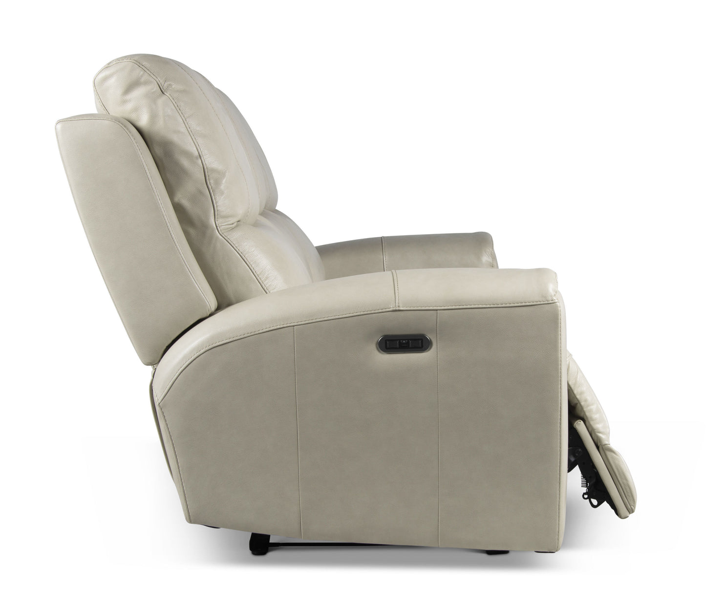 Contemporary Leather Collection - Power Leg Rest, Articulating Headrest - USB Charging, Home Button - Ivory Dual Reclining Sofa, Stylish and Convenient