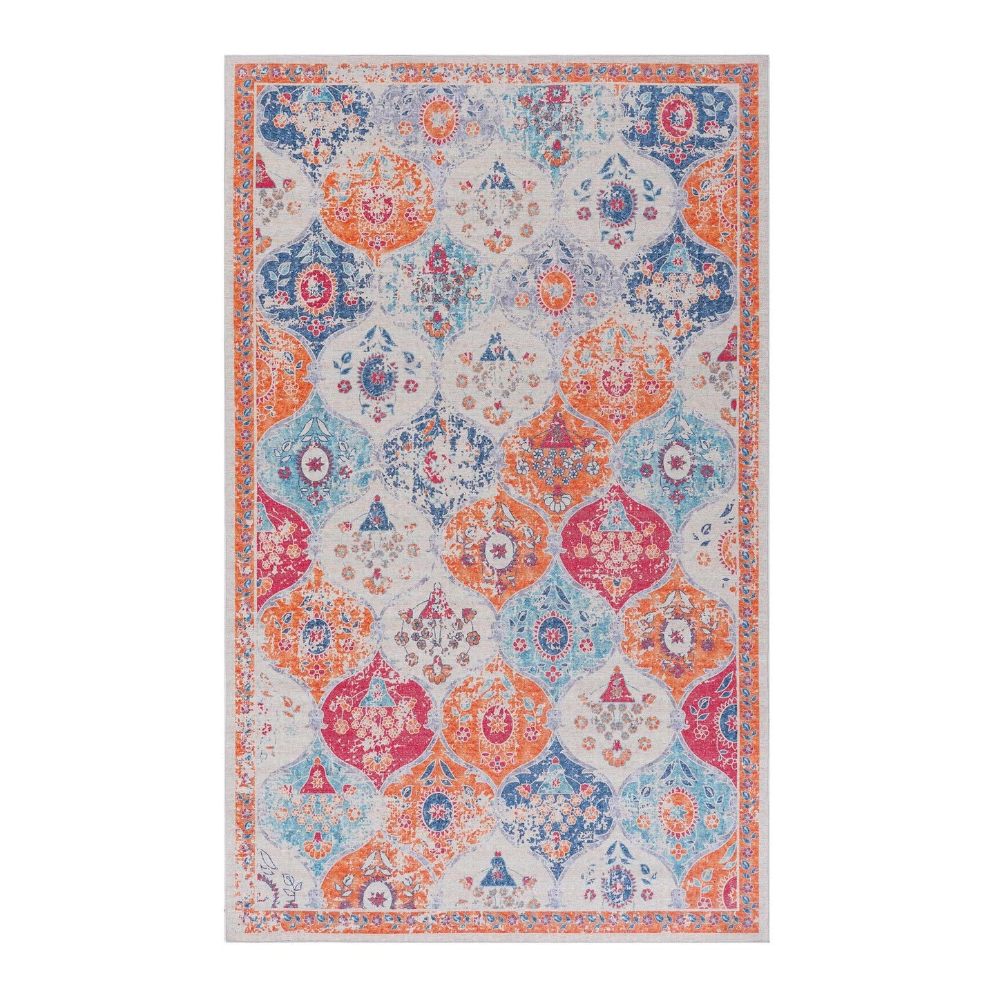 3' x 5' Area Rug, Washable, Low-Pile, Non-Slip, Non-Shedding, Foldable, Kid & Pet Friendly - Cream