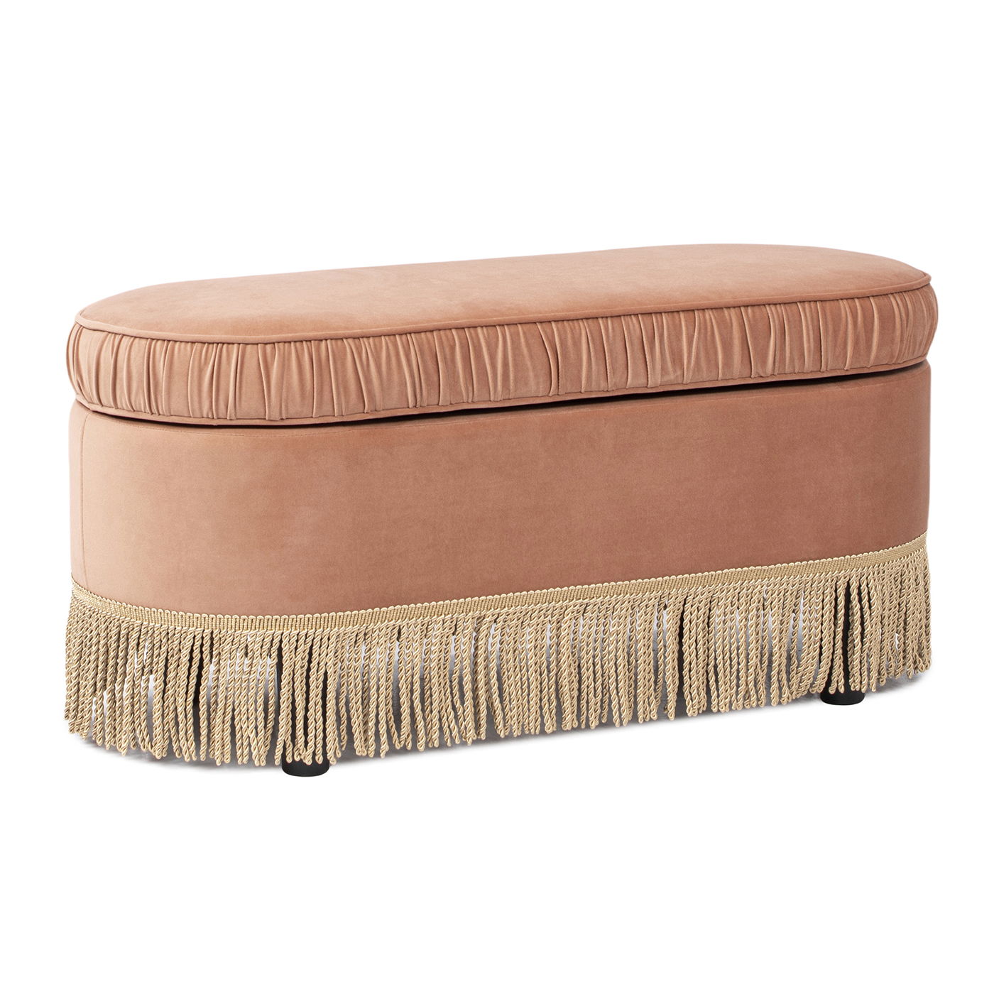 Serena - Oval Storage Bench Ottoman - Peach Orange