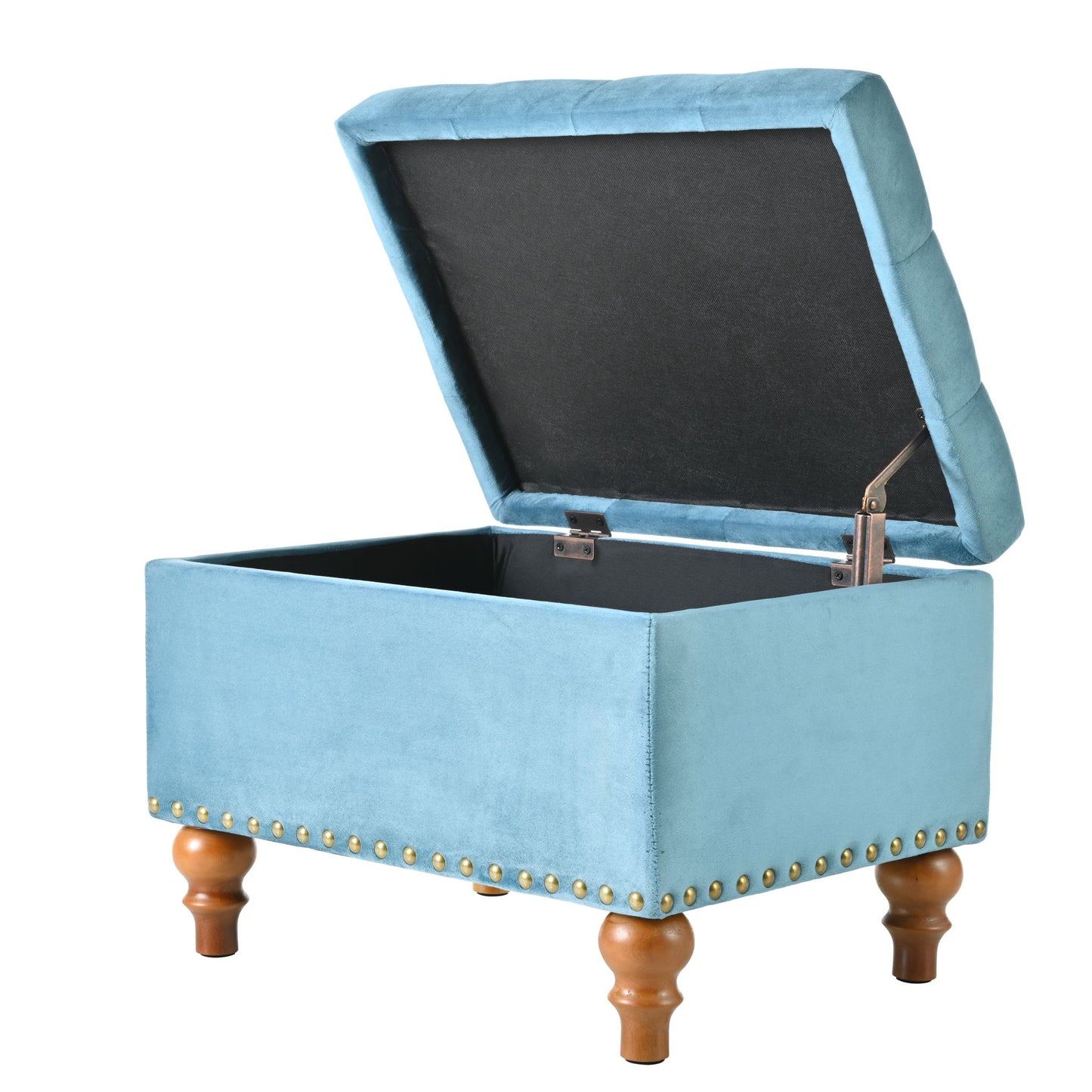 Upholstered Ottoman With Storage And Rivet Trim