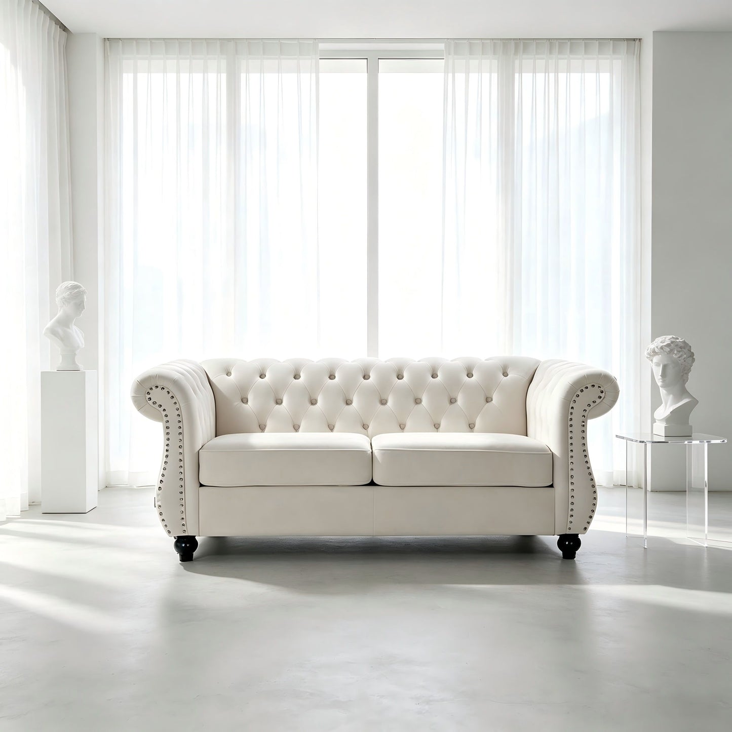Chesterfield Button Tufted Loveseat With Rolled Arms