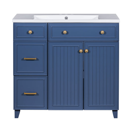 Bathroom Vanity With Sink, Soft Close Doors, Adjustable Shelves