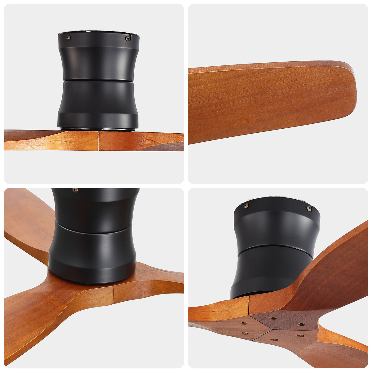 52" Ceiling Fan, No Light Flush Mount Low Profile 3 Blades With Remote Control