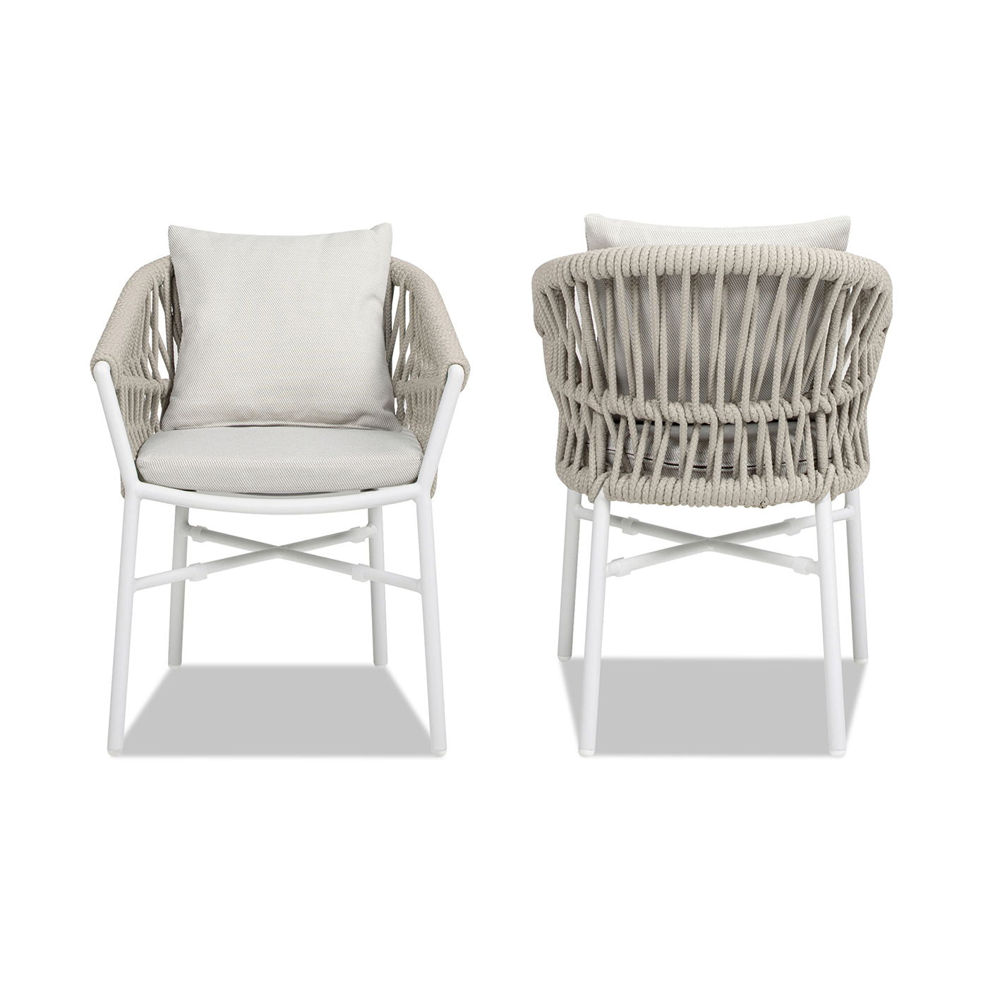 Maiden - Barrel Back Aluminum & Rope Outdoor Patio Dining Chair, Sunproof Olefin (Set of 2)