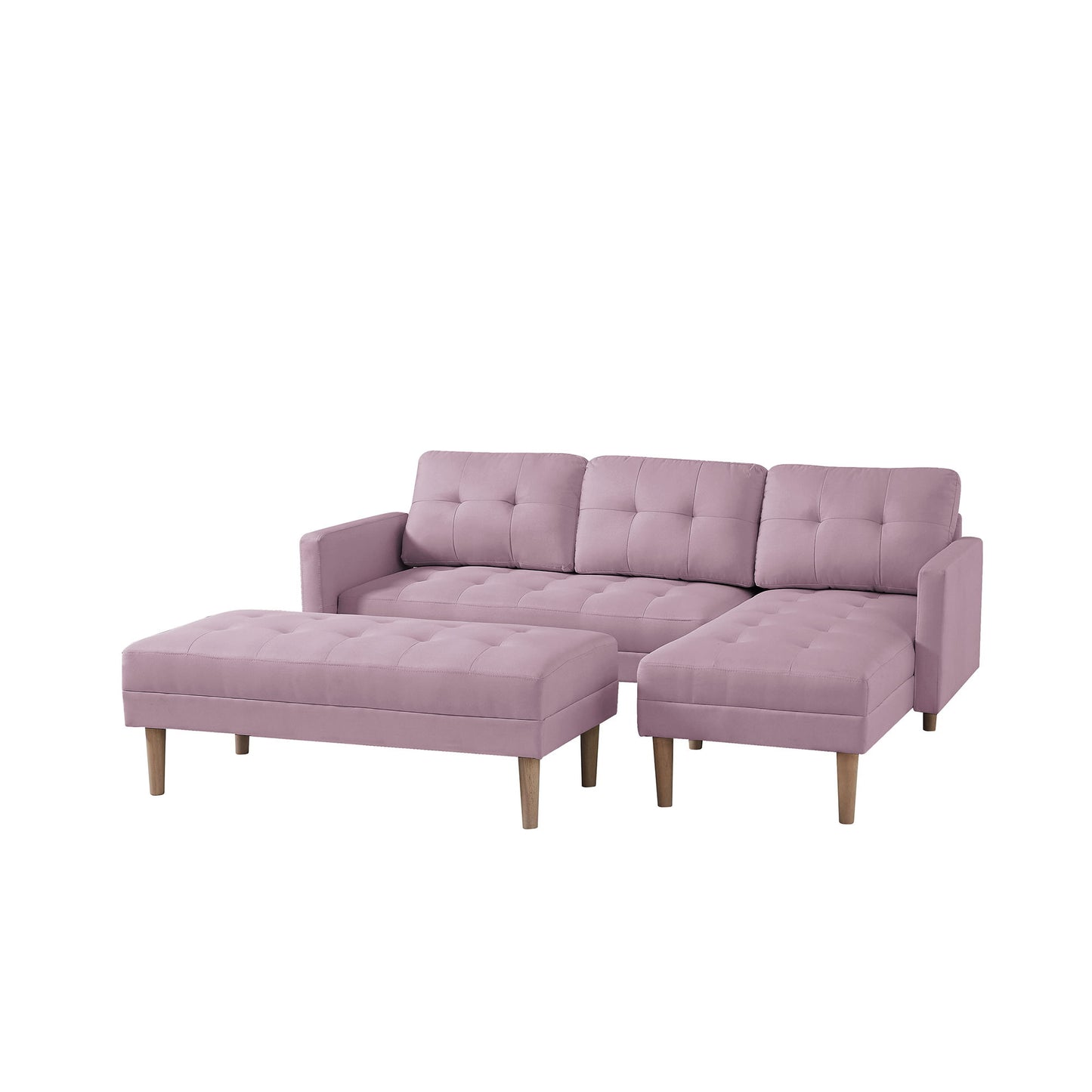 Right Facing Sectional Sofa Bed, L-Shape Sofa Chaise Lounge With Ottoman Bench