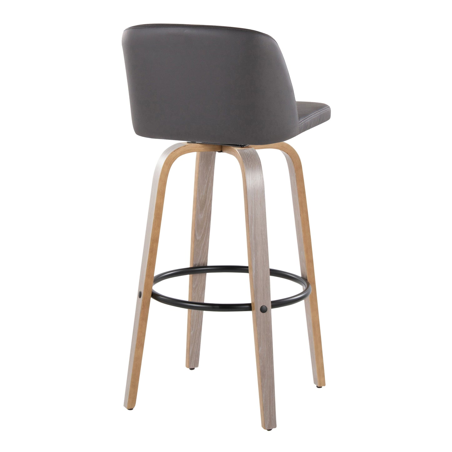 Toriano - Mid-Century Modern Fixed Height BarStool With Round Footrest (Set of 2)