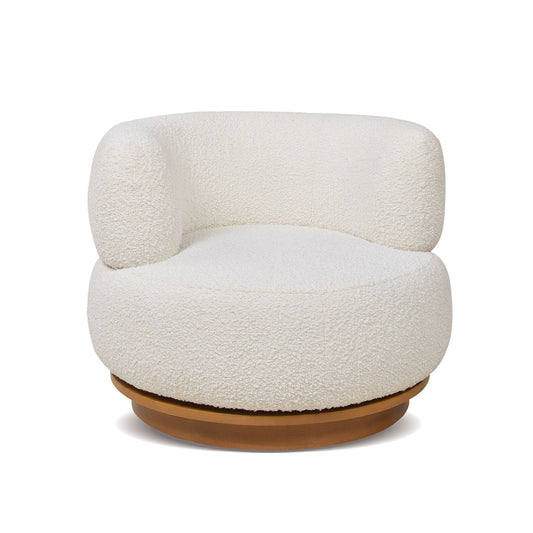 Fuji - 360 Swivel Low Barrel Back Accent Chair - Ivory White