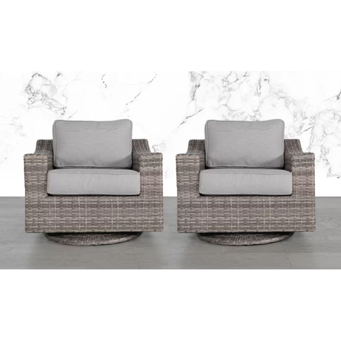 Elegant Swivel Patio Chair With Luxurious Cushions Perfect For Outdoor Relaxation (Set of 2) - Gray Mix