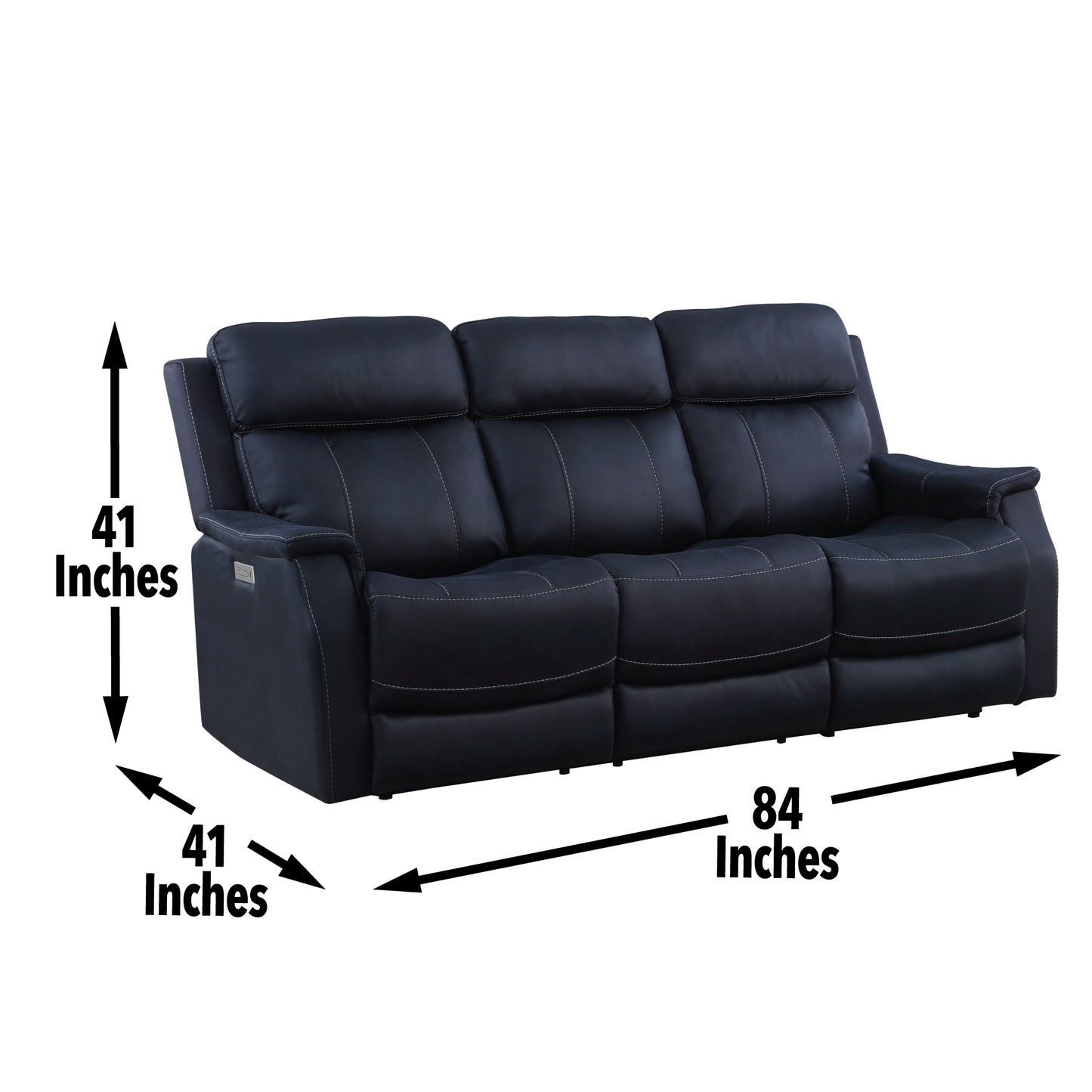 Valencia - 3 Piece Dual Power Reclining Living Room Set - Black