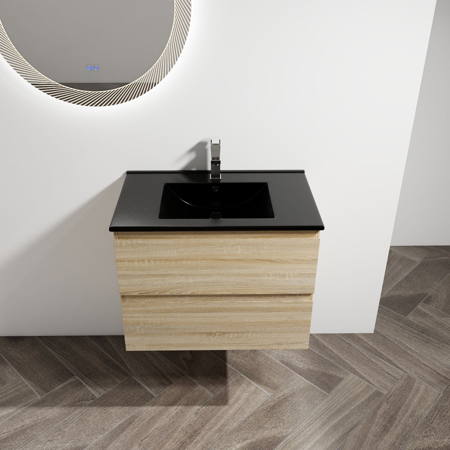 Wall Mounted Bathroom Vanity With Sink, 2 Soft Close Drawers