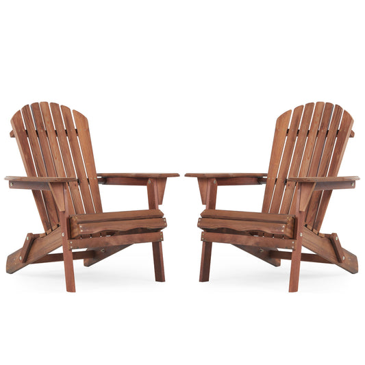 Lounge Patio Chair For Garden Outdoor Wooden Folding Adirondack Chair (Set of 2) Solid Cedar Wood Lounge Patio Chair For Garden