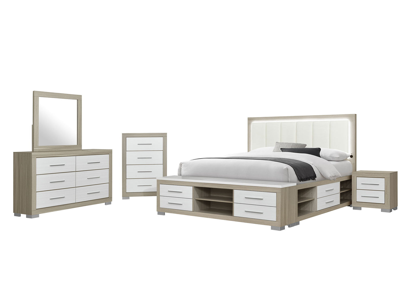 Emma - Full Bed Siderail - Natural / White