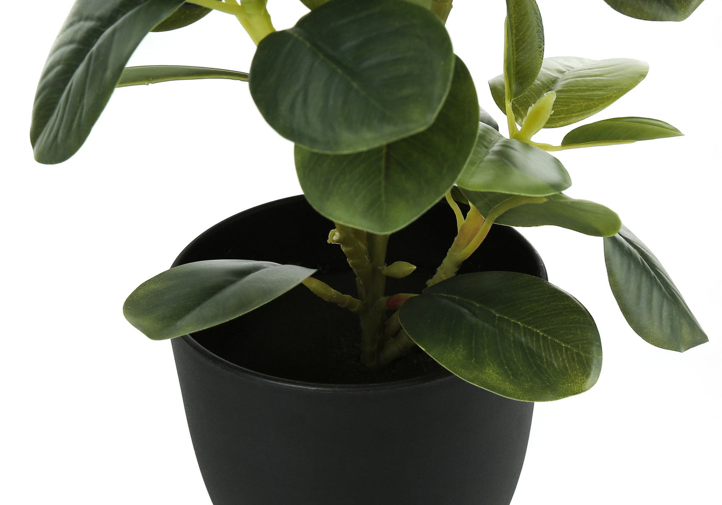 14" Tall, Artificial Plant, Ficus, Indoor, Faux, Fake, Table, Greenery, Potted, Decorative (Set of 2) - Green / Black