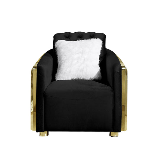 Accent Chair With Button Tufted Diamond Grid & 1 Pillow For Living Room