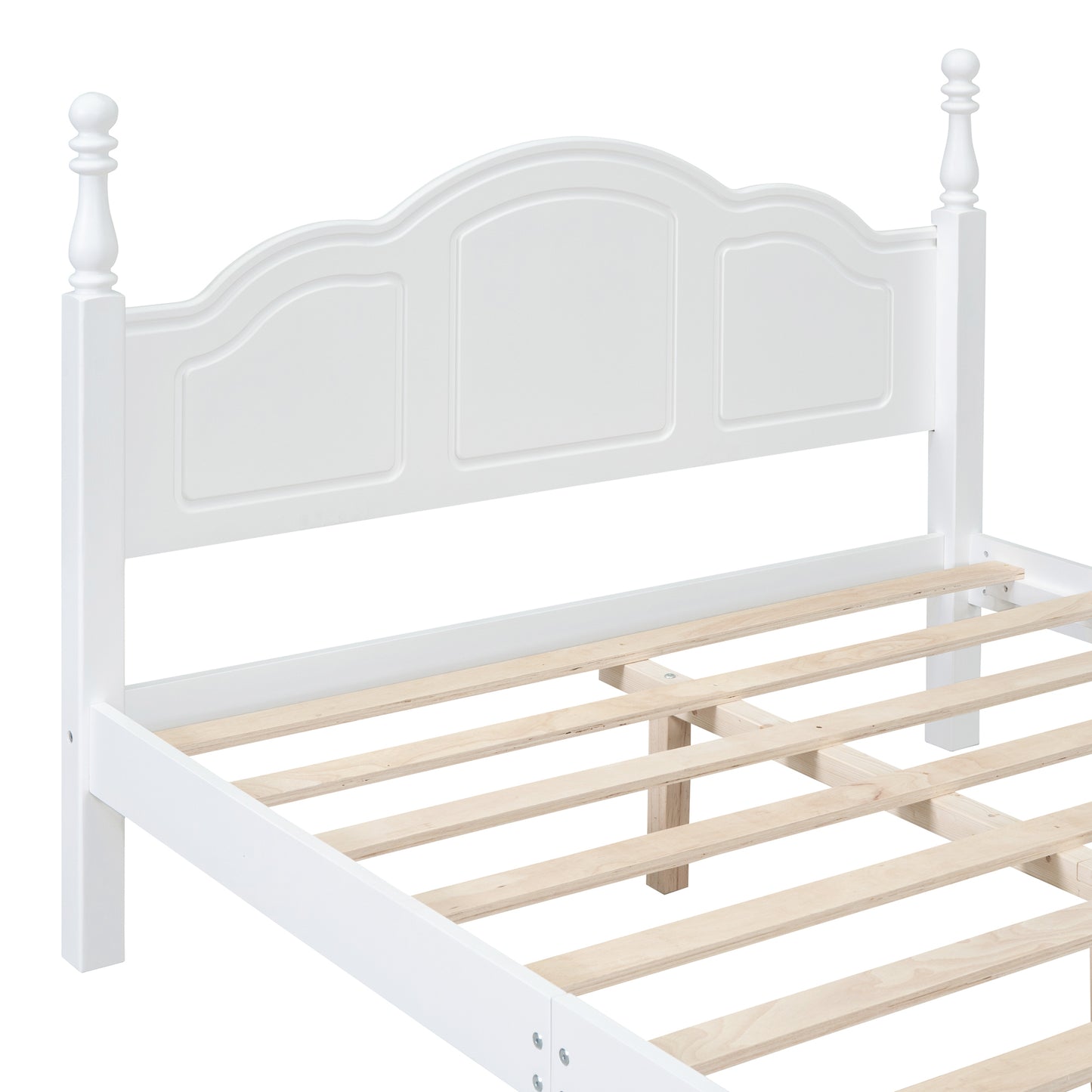 3-Pieces Bedroom Sets,Full Size Wood Platform Bed and Two Nightstands-White