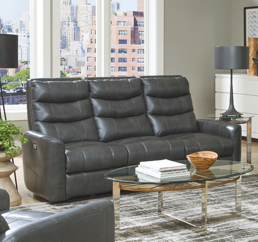 Bosa - Power Reclining Sofa - Charcoal - Leather