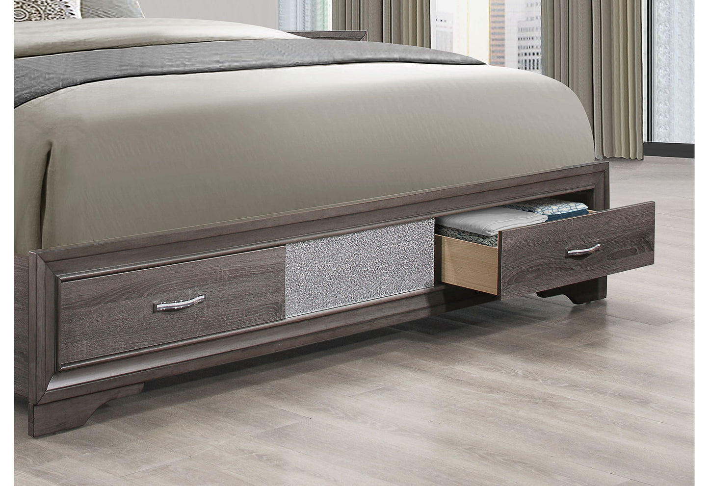 Seville - 5 Piece King Bedroom Set - Dark Gray