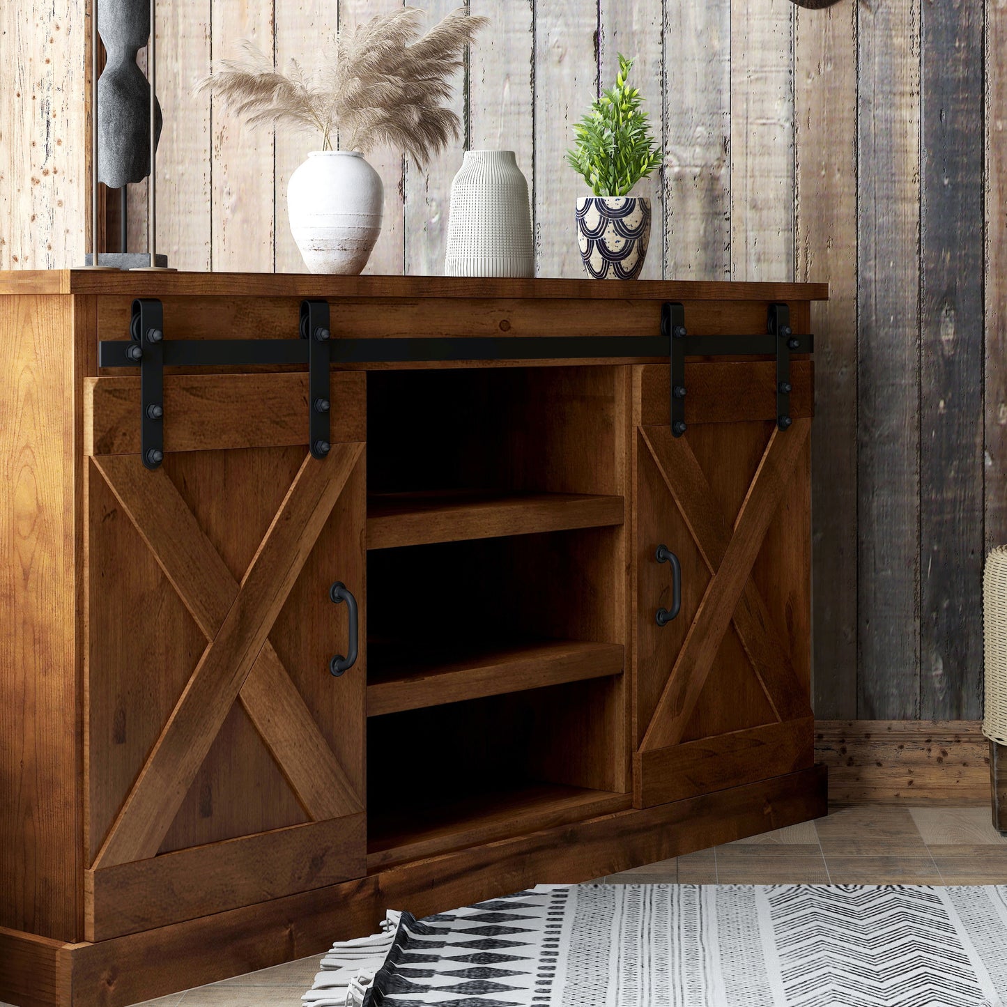 Farmhouse - Corner TV Stand - Aged Whiskey