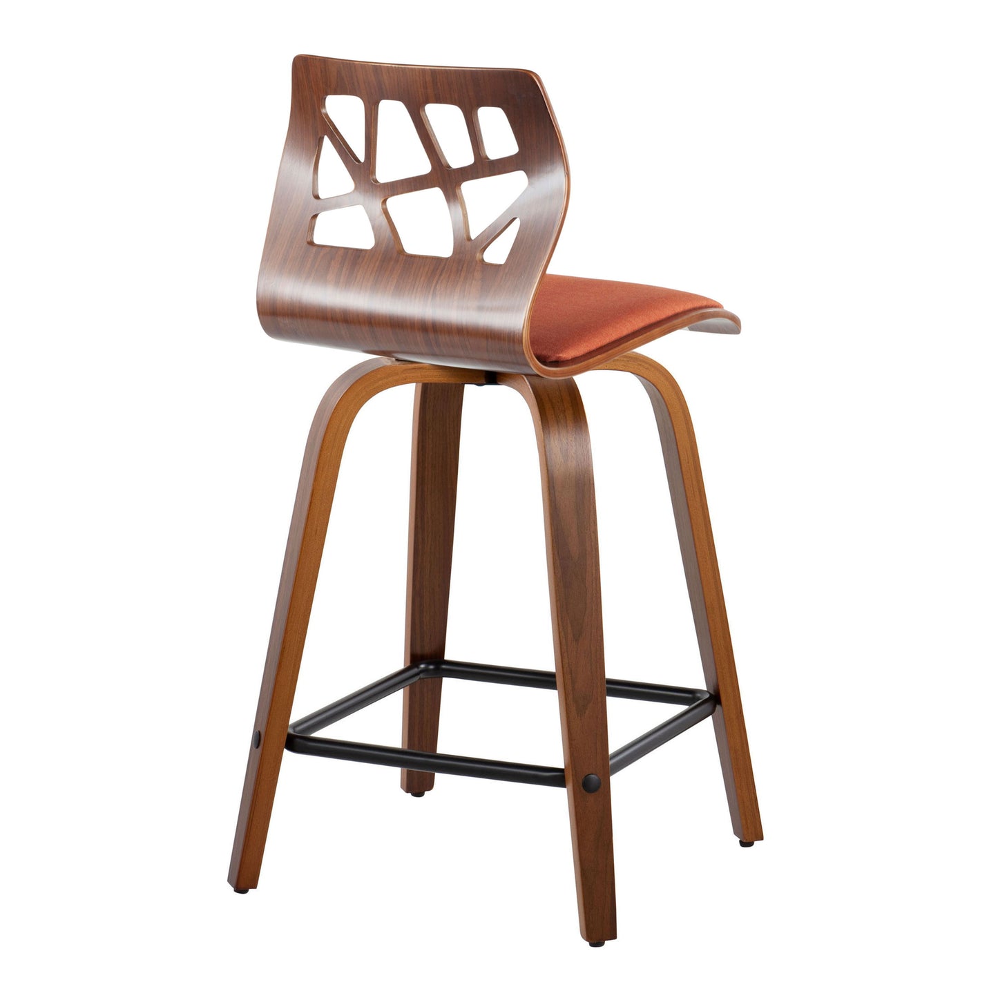 Folia - Mid Century Modern Fixed Height Counter Stool With Swivel With Square Footrest (Set of 2)