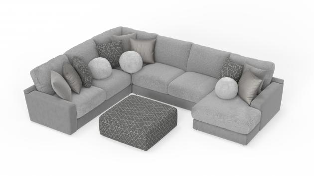 Jackson Canyon — 4-piece large right chaise in Platinum