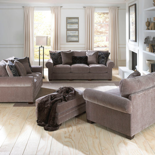 Jackson Austin collection in fabric 2853-39; ottoman in foreground. This listing includes only the ottoman.