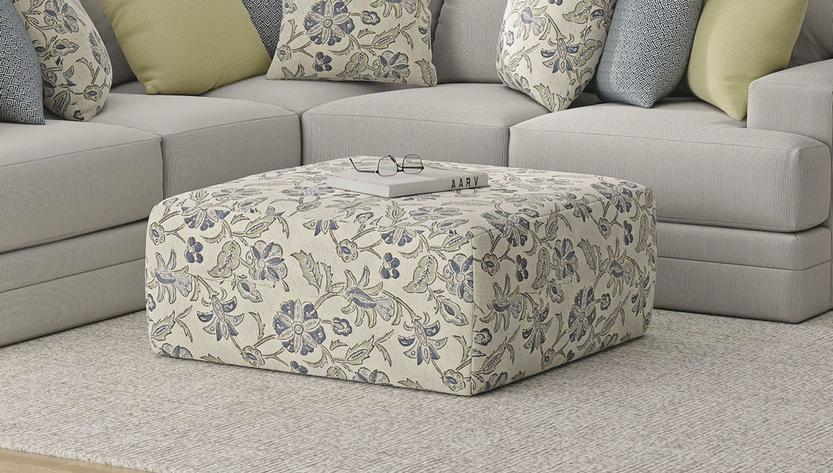 Jackson Stockbridge cocktail ottoman in Denim fabric 1489-43; coordinating sectional and accessories sold separately